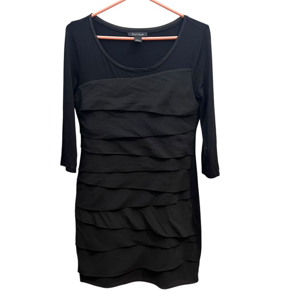 White House Black Market Black‎ Ruffle Tiered Bodycon Dress Womens Sz. Small